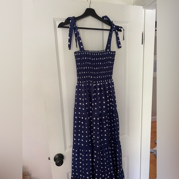 Navy Blue Maxi Dress with Tie Shoulder - Picture 3 of 3